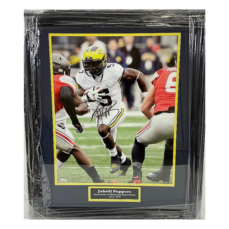 Jabril Peppers Signed Signed Michigan Wolverines Framed 16x20 vs OSU Photo -