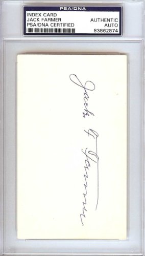 Jack Farmer Autographed Signed 3X5 Index Card Pittsburgh Pirates PSA/DNA 