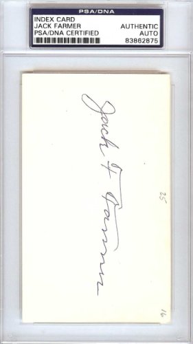 Jack Farmer Autographed Signed 3X5 Index Card Pittsburgh Pirates PSA/DNA 