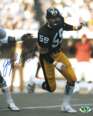 Jack Ham Autographed Signed Pittsburgh Steelers 8x10 Photo HOF 88 (black jersey) 