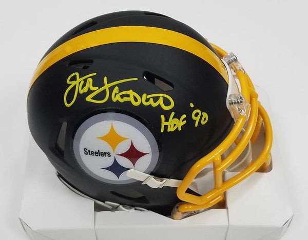 Jack Lambert Autographed Signed Pittsburgh Steelers Riddell Matte Flat Black Speed Mini Helmet W/ HOF 90 Beckett Authenticated 