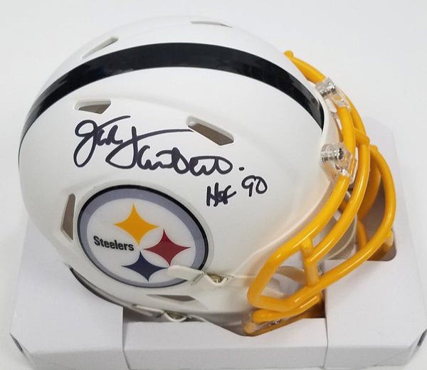 Jack Lambert Autographed Signed Pittsburgh Steelers Riddell Matte Flat White Speed Mini Helmet W/ HOF 90 Beckett Authenticated 