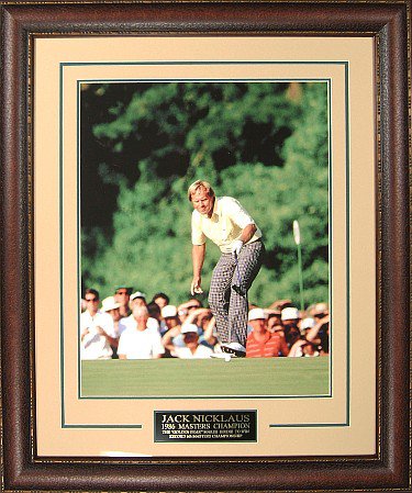 Jack Nicklaus 1986 Masters Champion 16X20 Photo Premium Leather Framing & V-Groove Matting 