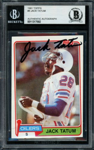 Jack Tatum Autographed 1981 Topps Card #8 Houston Oilers Beckett Beckett