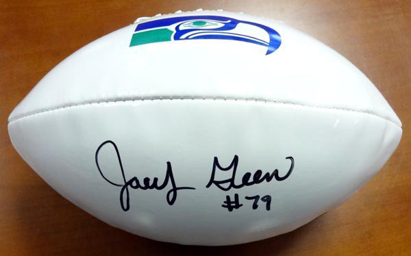 Jacob Green Autographed Signed White Logo Football Seattle Seahawks Mcs Holo #82241 