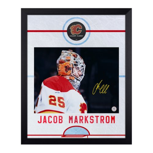Jacob Markstrom Autographed Signed Calgary Flames Graphic Rink 19x23 Frame