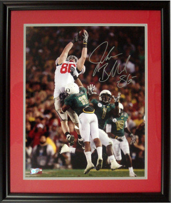 Jake Ballard Autographed Signed Ohio State Buckeyes 8x10 Photo Custom Wood Framing 2010 Rose Bowl vs Oregon 