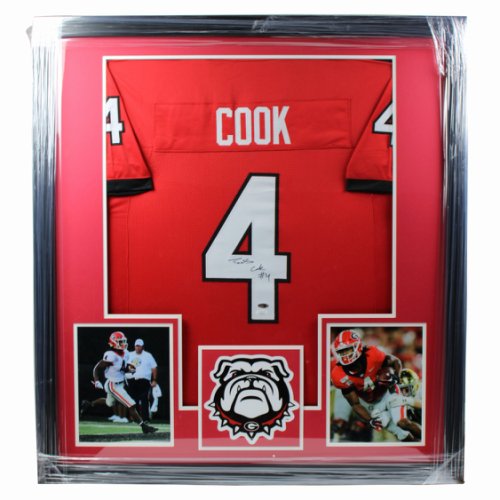 James Cook Autographed Signed Georgia Bulldogs Deluxe Framed Red Jersey - JSA Authentic 