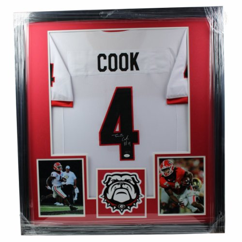 James Cook Autographed Signed Georgia Bulldogs Deluxe Framed White Jersey - JSA Authentic 