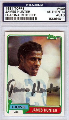 James Hunter Autographed 1981 Topps Card #409 Detroit Lions PSA/DNA
