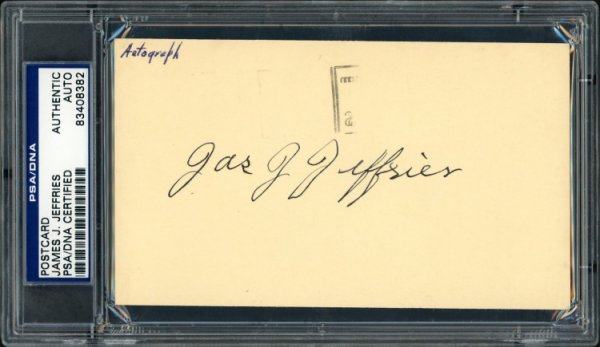 James J. Jeffries Autographed Signed Postcard PSA/DNA 