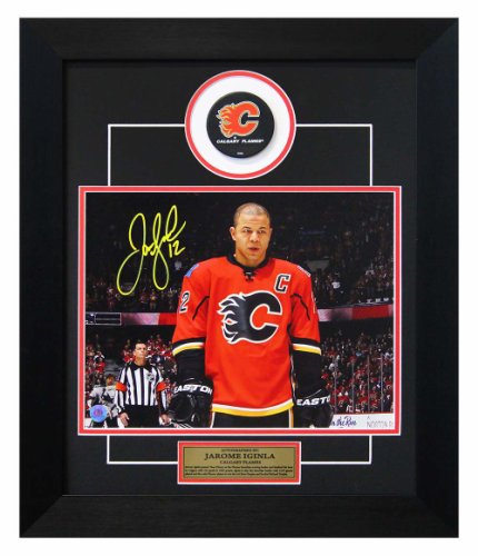 Jarome Iginla Calgary Flames Autographed Signed Intensity 20x24 Puck Frame