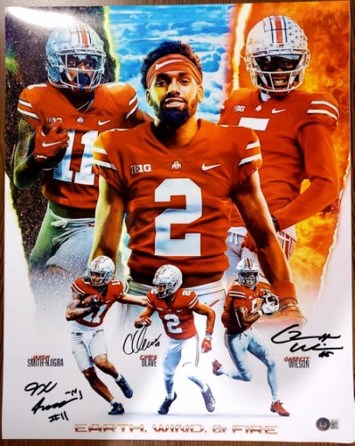 Jaxon Smith-Njigba, Garrett Wilson, Chris Olave Ohio State Buckeyes Earth Wind & Fire 16-1 16x20 Autographed Signed Photo - Beckett Authentic 