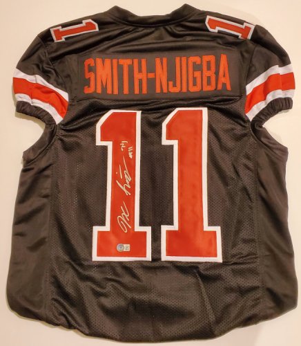 Jaxon Smith-Njigba Ohio State Buckeyes Autographed Signed Black Game Cut Jersey - Beckett Authentic 