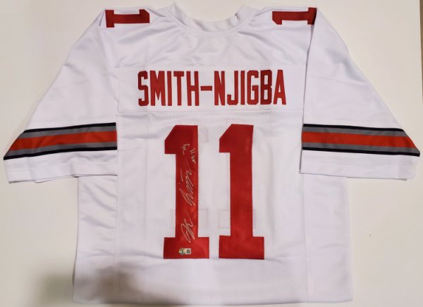 Jaxon Smith-Njigba Ohio State Buckeyes Autographed Signed White Jersey - Beckett Authentic 