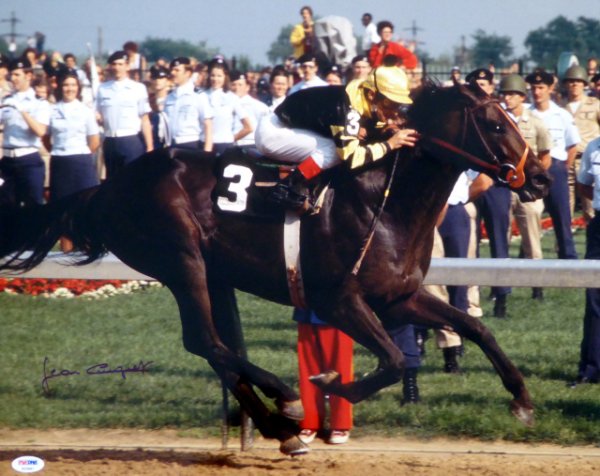 Jean Cruguet Autographed Signed 16X20 Photo Seattle Slew PSA/DNA 