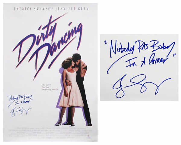Jennifer Grey Autographed Signed Dirty Dancing 27x40 Movie Poster w/Nobody Puts Baby In A Corner 