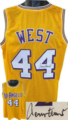 Jerry West Autographed & Framed Blue Throwback Los Angeles Lakers Jersey  Auto JSA COA