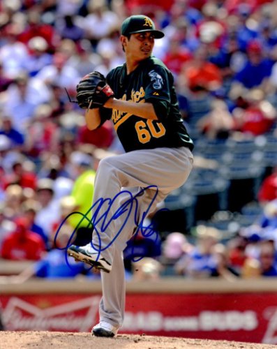 Jesse Chavez Autographed Signed 8X10 A's Photo - Autographs