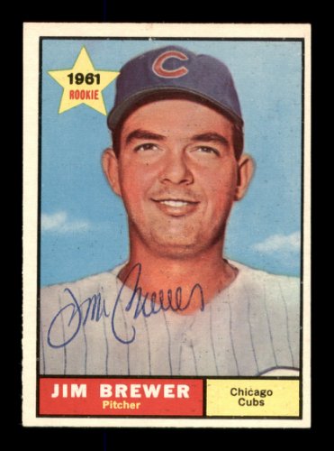Jim Brewer Autographed 1961 Topps Card #317 Chicago Cubs #197949