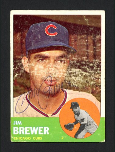 Jim Brewer Autographed 1963 Topps Card #309 Chicago Cubs #165212
