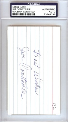 Jim Constable Autographed 3X5 Index Card New York Giants PSA/DNA