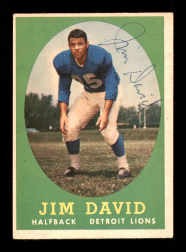Jim David Autographed 1958 Topps Card #13 Detroit Lions #198180