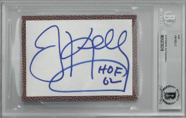 Jim Kelly Autographed Signed 4.5"x3.25" Cut Signature HOF 02- BAS/Beckett #00012735018 (Bills/Hurricanes) 