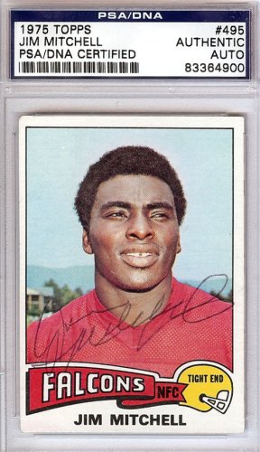 Jim Mitchell Autographed 1975 Topps Card #495 Atlanta Falcons PSA/DNA