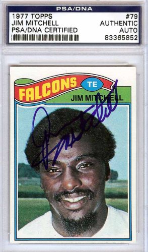 Jim Mitchell Autographed 1977 Topps Card #79 Atlanta Falcons PSA/DNA