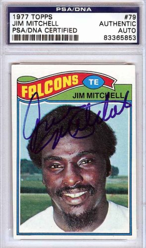 Jim Mitchell Autographed 1977 Topps Card #79 Atlanta Falcons PSA/DNA