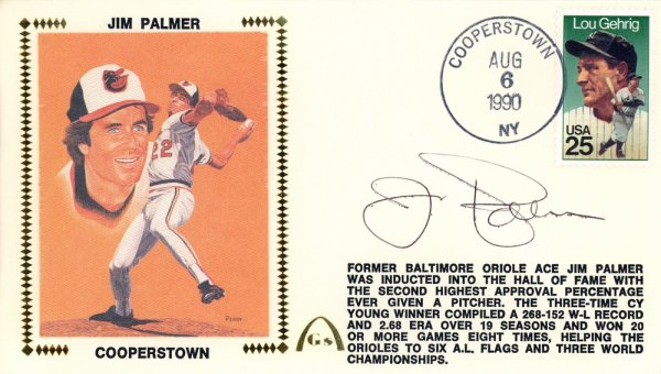 Jim Palmer Autographed Signed First Day Cover Baltimore Orioles Beckett Beckett 
