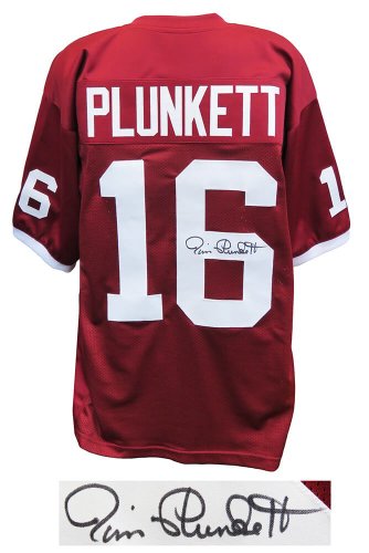 Jim Plunkett Autographed Signed Red Throwback Custom Football Jersey