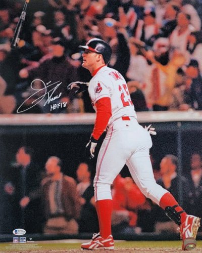 Jim Thome Autographed Signed Cleveland Indians Bat Flip 16X20 Photo W/ HOF 18 Beckett Witnessed 