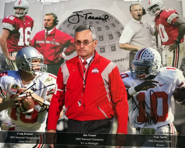 Jim Tressel Craig Krenzel, Troy Smith OSU 16-1 16x20 Autographed Signed Photo - Certified Authentic 