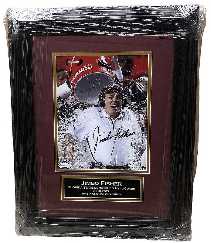 Jimbo Fisher Autographed Signed Florida State Seminoles 8x10 Gatorade Bath Photo with Nameplate 