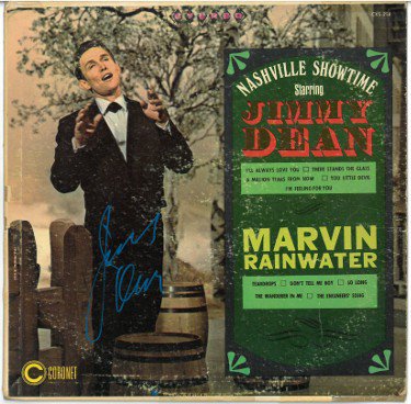 Jimmy Dean Autographed Signed 1960's Nashville Showtime Album Cover/LP/Vinyl Record- JSA #JJ96529 (w/ Marvin Rainwater) 