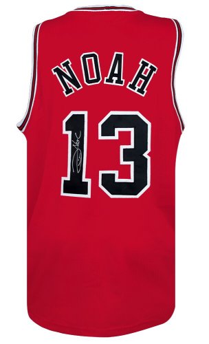 Joakim Noah Signed Red Custom Basketball Jersey 