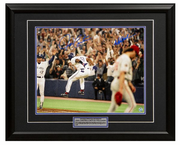 Joe Carter & Mitch Williams Dual Autographed Signed 1993 World Series Home Run 26x32 Frame 