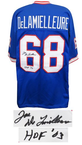 Joe DeLamielleure Autographed Signed Blue Throwback Custom Football Jersey w/HOF'03 