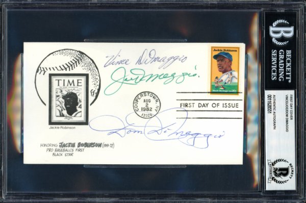 Joe Dimaggio, Dom Dimaggio & Vince Dimaggio Autographed Signed First Day Cover Dimaggio Brothers Beckett Beckett 