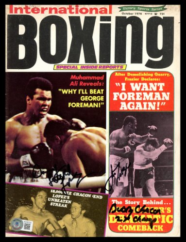 Joe Frazier, Danny Lopez & Bobby Chacon Autographed Signed International Boxing Magazine Beckett Beckett 