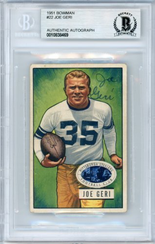 Joe Geri Autographed 1951 Bowman Card #22 Pittsburgh Steelers Beckett Beckett