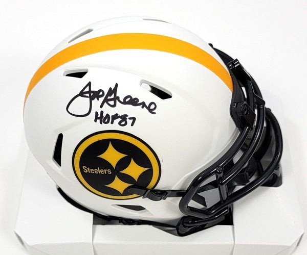 Joe Greene Autographed Signed Pittsburgh Steelers Riddell Lunar Eclipse Mini Helmet W/ HOF 87 Beckett Witnessed 