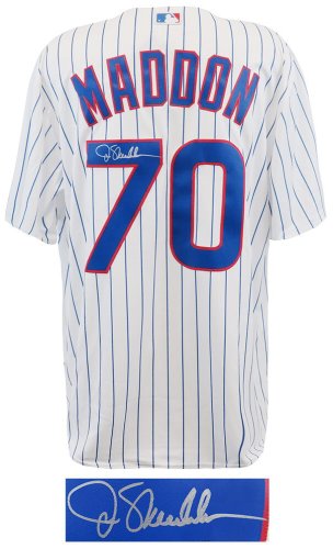 Men's Chicago Cubs Joe Maddon Majestic Home White/Royal Flex Base Authentic  Collection Jersey with 100 Years at Wrigley Field Commemorative Patch