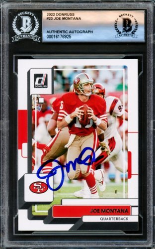 Joe Montana Autographed 2022 Donruss Card #23 San Francisco 49Ers Beckett Beckett
