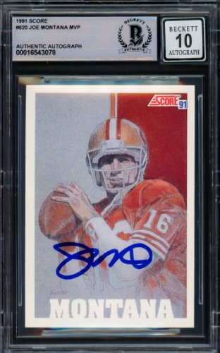 Joe Montana Autographed Signed 1991 Score Card #620 San Francisco 49Ers Auto Grade Gem Mint 10 Beckett Beckett 