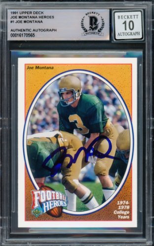 Joe Montana Autographed Signed 1991 UDA Heroes Card #1 San Francisco 49Ers Auto Grade Gem Mint 10 Beckett Beckett 