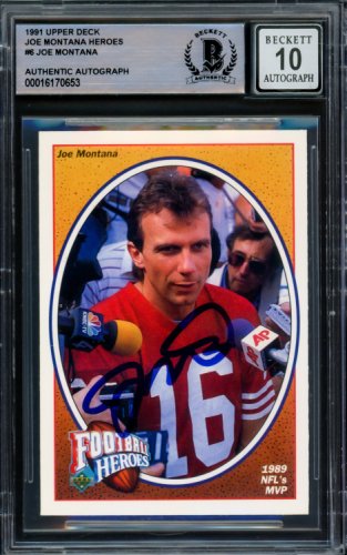 Joe Montana Autographed Signed 1991 UDA Heroes Card #6 San Francisco 49Ers Auto Grade Gem Mint 10 Beckett Beckett 