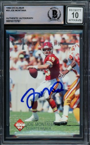 Joe Montana Autographed Signed 1994 Collectors Edge Card #33 Kansas City Chiefs Auto Grade Gem Mint 10 Beckett Beckett 